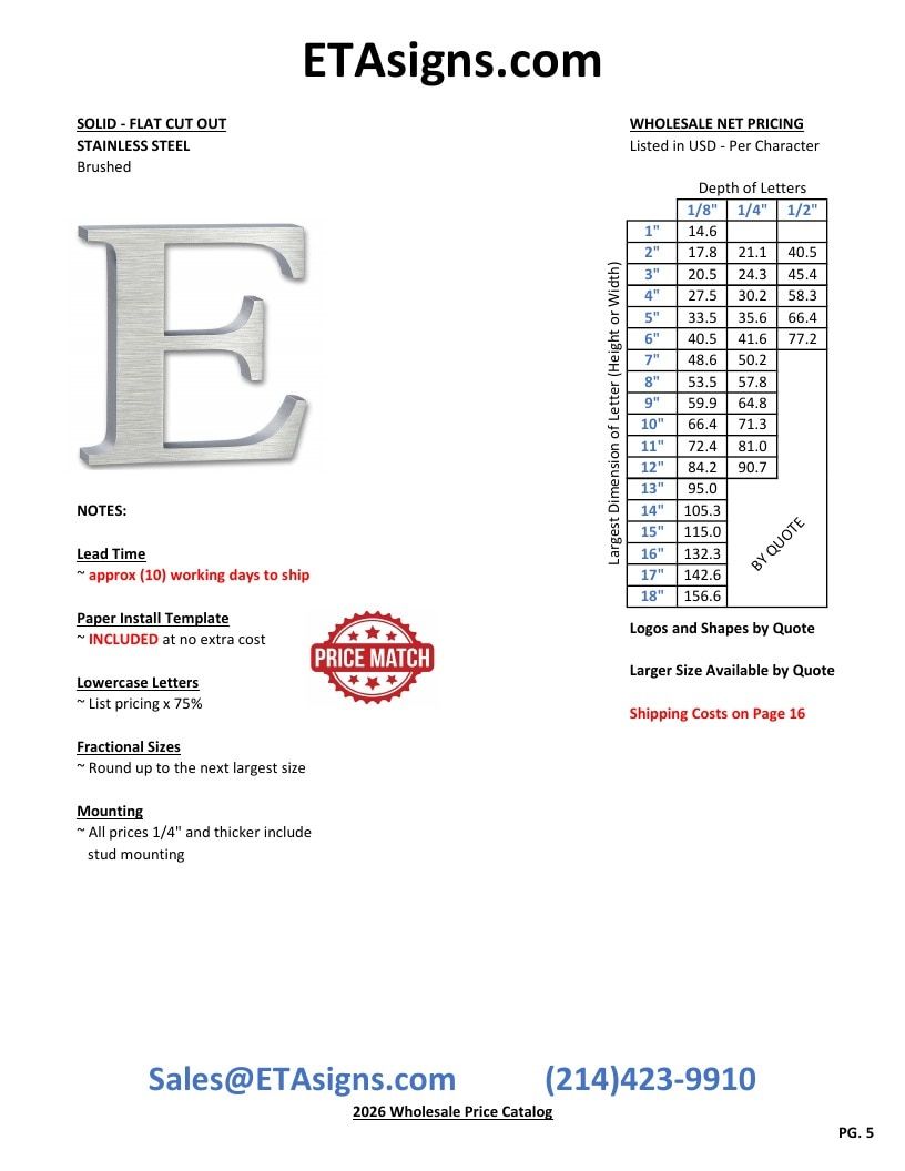 ETA Signs Wholesale Signs Catalog Weekly Ad January 1 - December 31, 2026