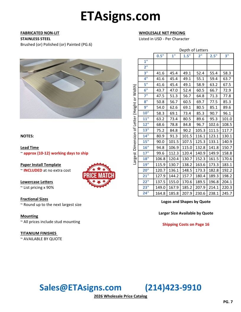 ETA Signs Wholesale Signs Catalog Weekly Ad January 1 - December 31, 2026