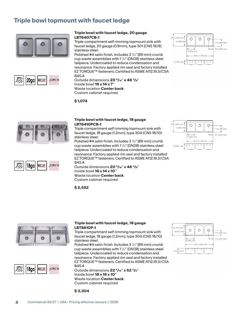 Franke USA Commercial Products Catalog Weekly Ad January 1 - December 31, 2026