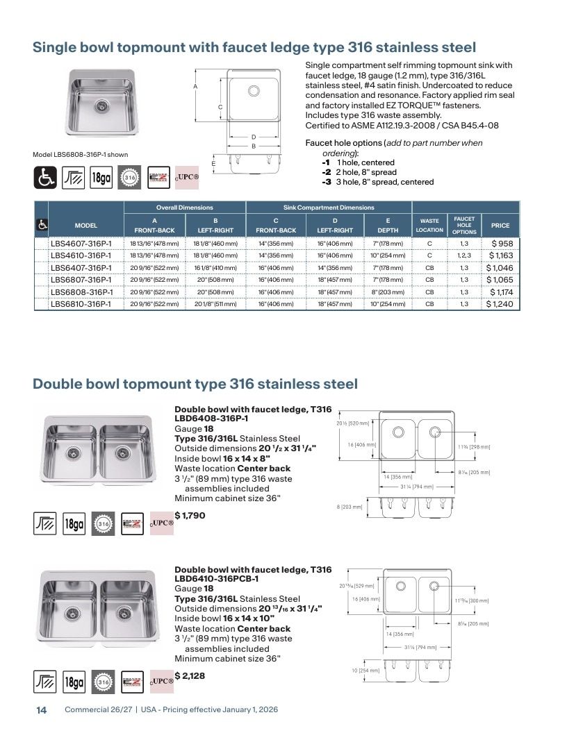 Franke USA Commercial Products Catalog Weekly Ad January 1 - December 31, 2026