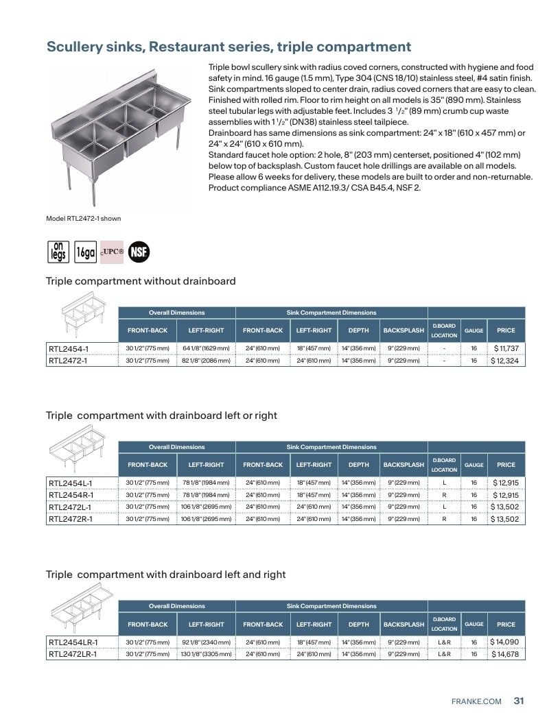 Franke USA Commercial Products Catalog Weekly Ad January 1 - December 31, 2026