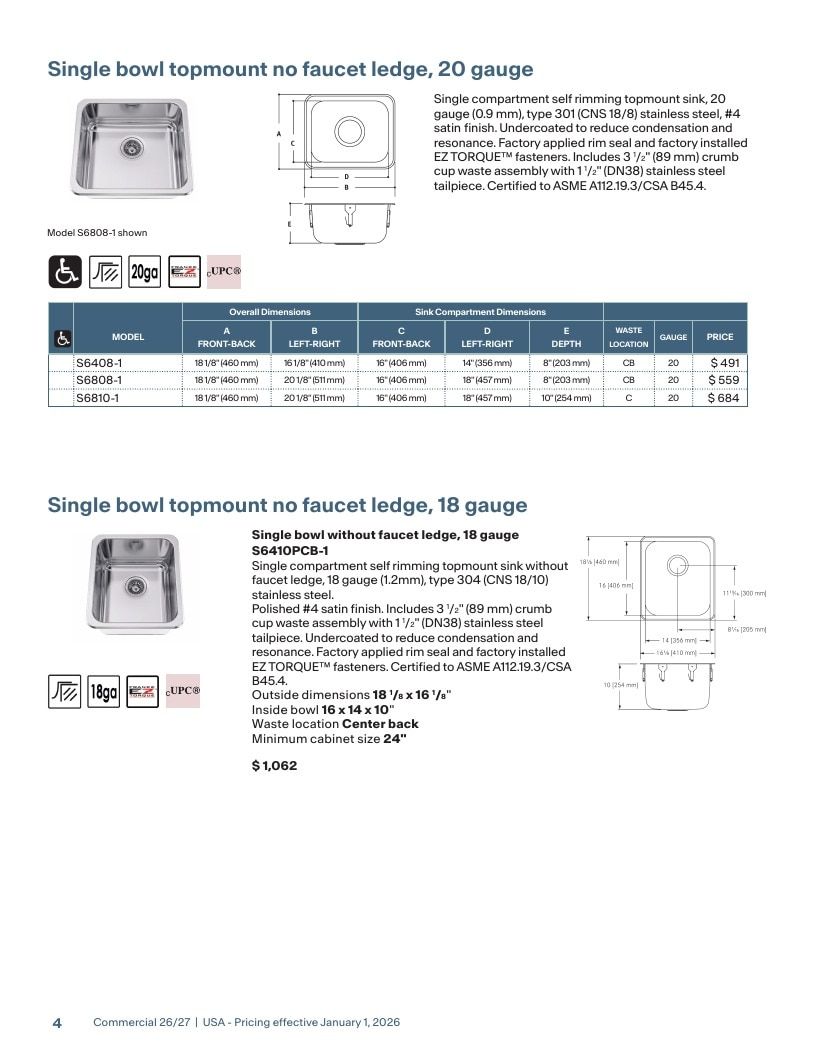 Franke USA Commercial Products Catalog Weekly Ad January 1 - December 31, 2026