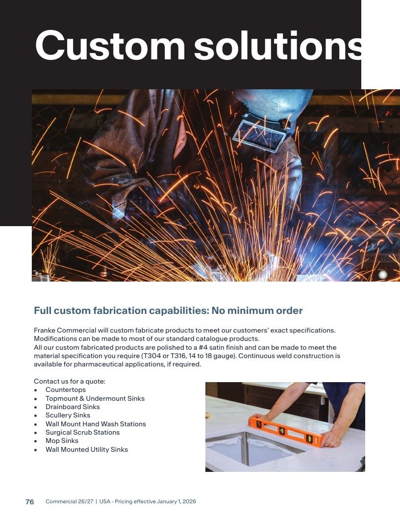 Franke USA Commercial Products Catalog Weekly Ad January 1 - December 31, 2026