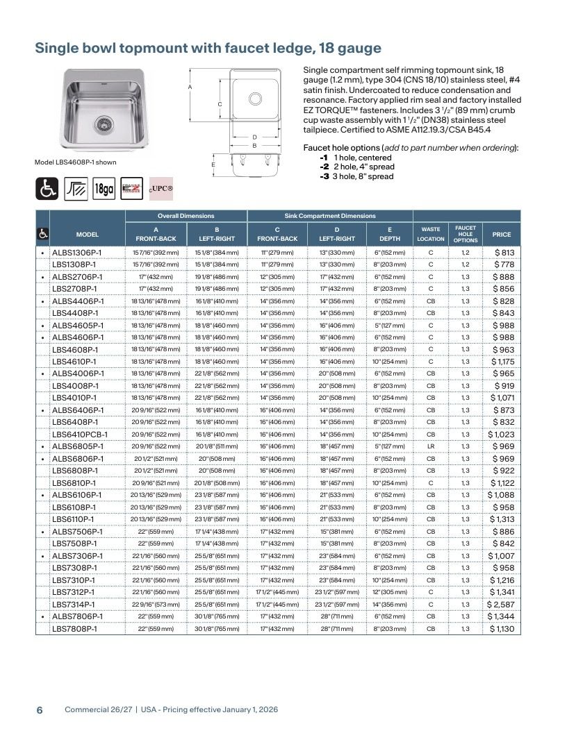 Franke USA Commercial Products Catalog Weekly Ad January 1 - December 31, 2026