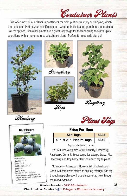 Krieger's Wholesale Nursery Wholesale Nursery Catalog Weekly Ad January 1 - December 31, 2026