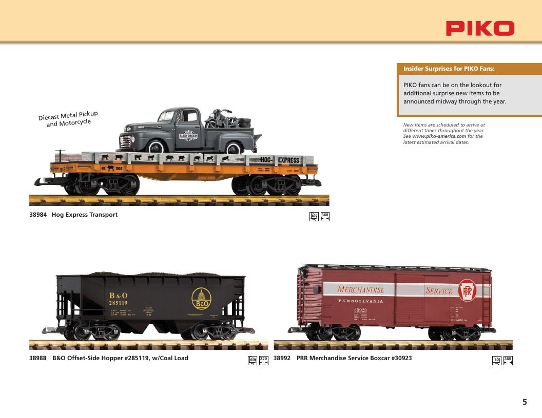 PIKO America G Scale New Items Weekly Ad January 1 - December 31, 2026