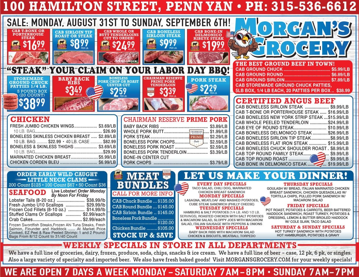 Morgan's Grocery (Penn Yan, NY) Weekly Ad August 31 - September 6, 2026