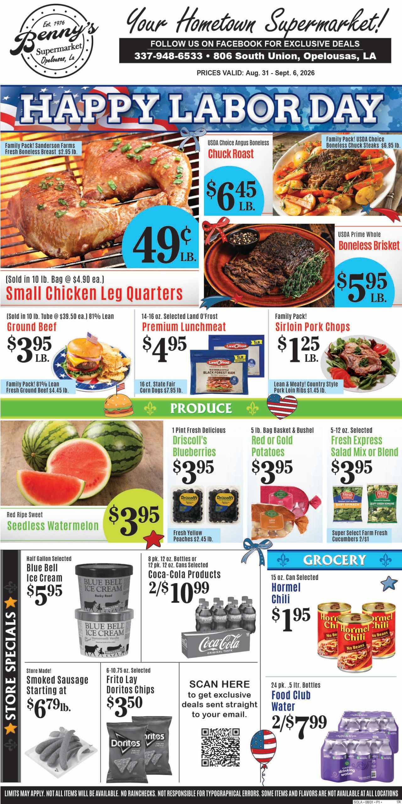 Benny's Supermarket Weekly Ad August 31 - September 6, 2026