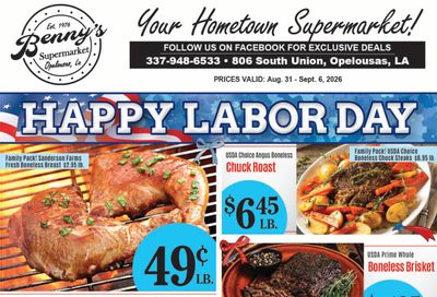 Benny's Supermarket Weekly Ad August 31 - September 6, 2026