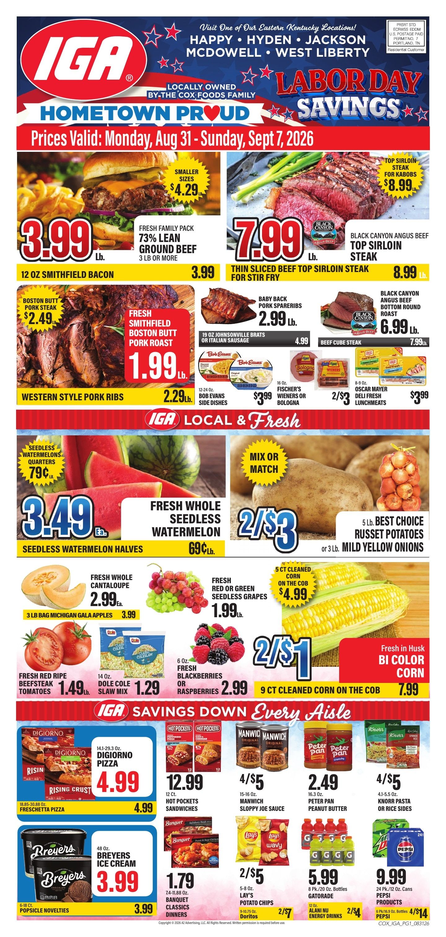 Cox Foods IGA Weekly Ad August 31 - September 6, 2026