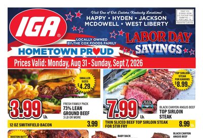 Cox Foods IGA Weekly Ad August 31 - September 6, 2026