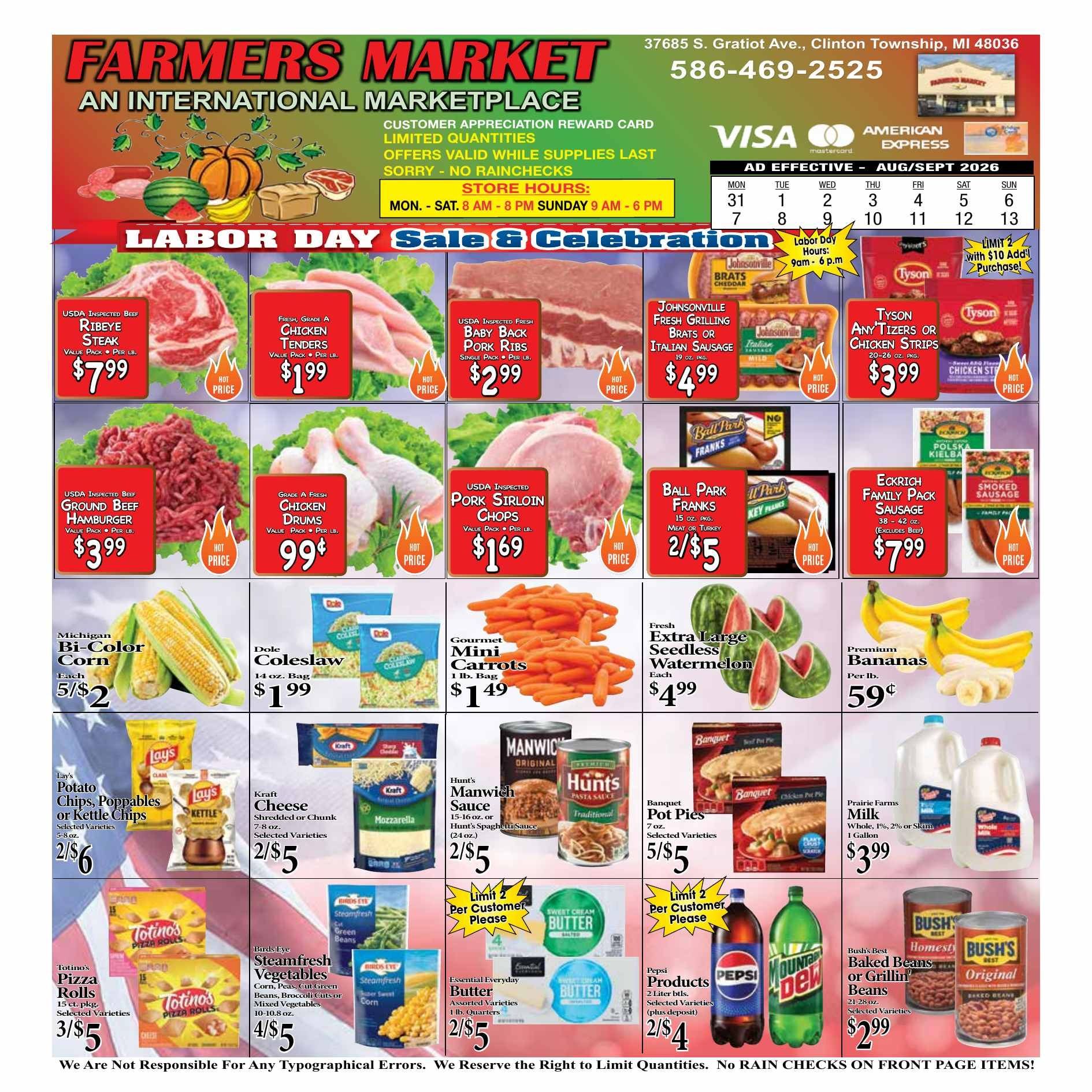 Farmers Market (37865 South Gratiot Avenue, Clinton Township, MI) Weekly Ad August 31 - September 13, 2026