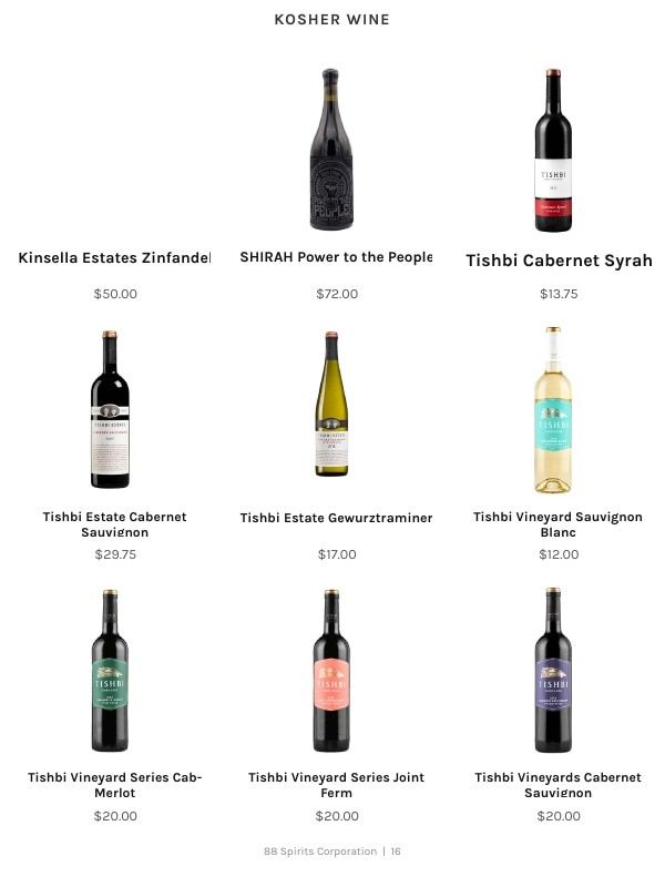 88 Spirits Corporation Spirits Product Catalog Weekly Ad January 1 - December 31, 2026