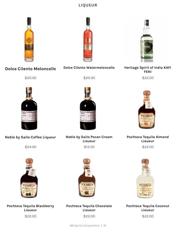 88 Spirits Corporation Spirits Product Catalog Weekly Ad January 1 - December 31, 2026