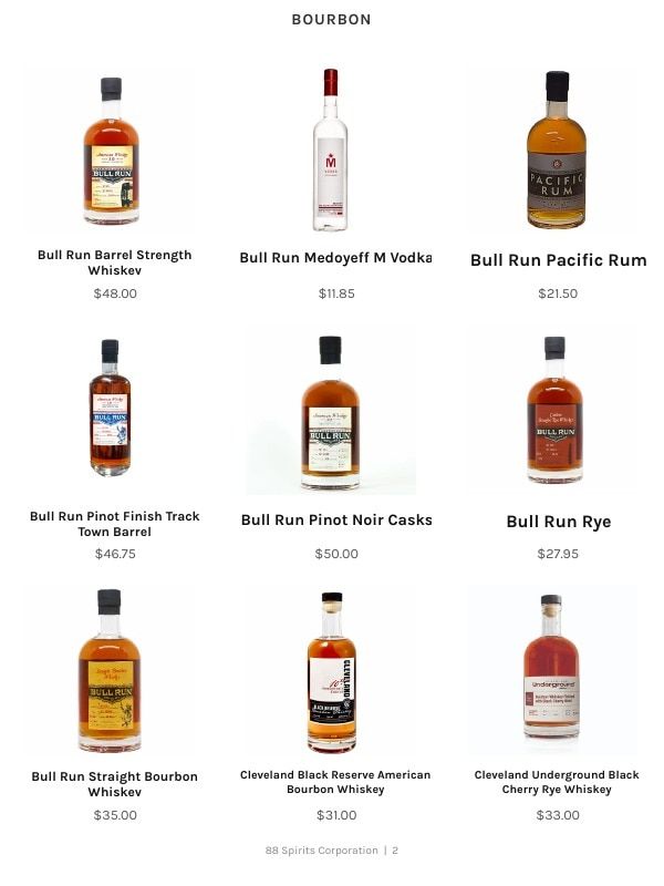 88 Spirits Corporation Spirits Product Catalog Weekly Ad January 1 - December 31, 2026