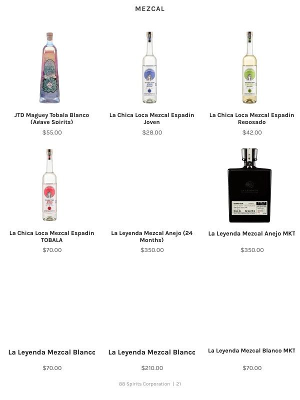 88 Spirits Corporation Spirits Product Catalog Weekly Ad January 1 - December 31, 2026