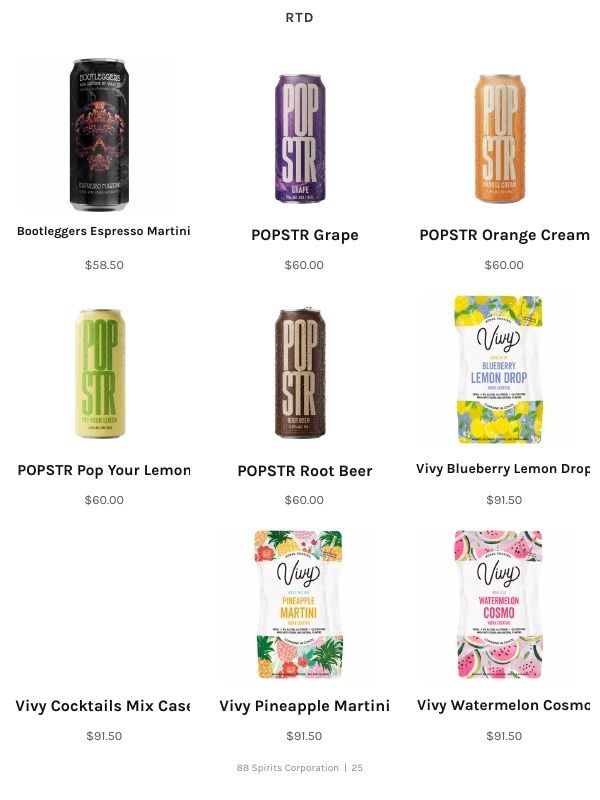 88 Spirits Corporation Spirits Product Catalog Weekly Ad January 1 - December 31, 2026