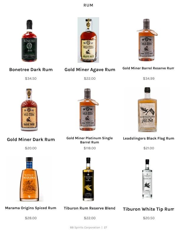 88 Spirits Corporation Spirits Product Catalog Weekly Ad January 1 - December 31, 2026