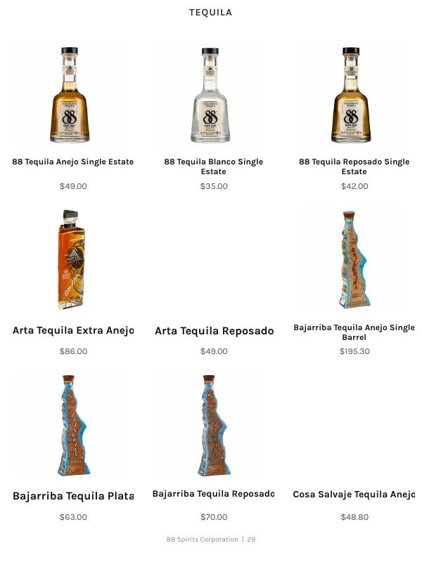 88 Spirits Corporation Spirits Product Catalog Weekly Ad January 1 - December 31, 2026