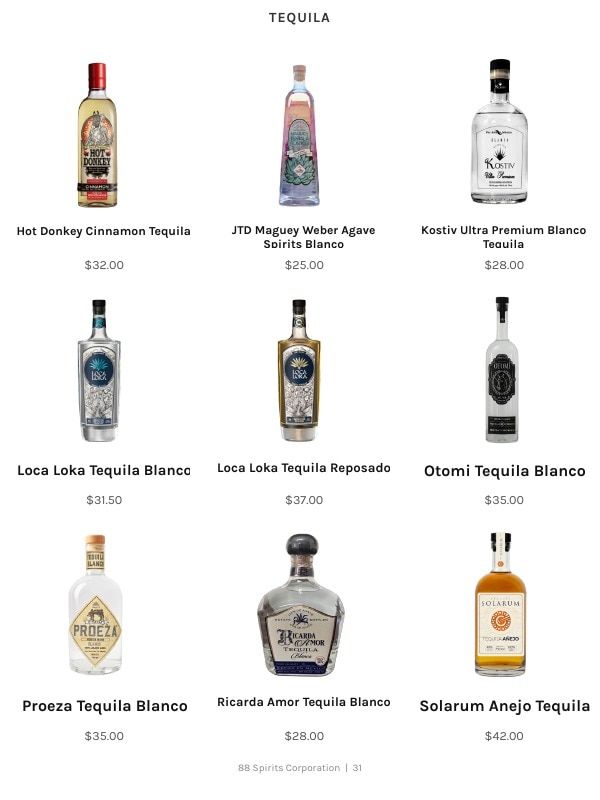 88 Spirits Corporation Spirits Product Catalog Weekly Ad January 1 - December 31, 2026