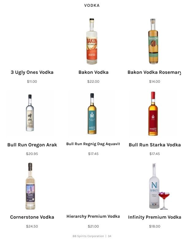 88 Spirits Corporation Spirits Product Catalog Weekly Ad January 1 - December 31, 2026