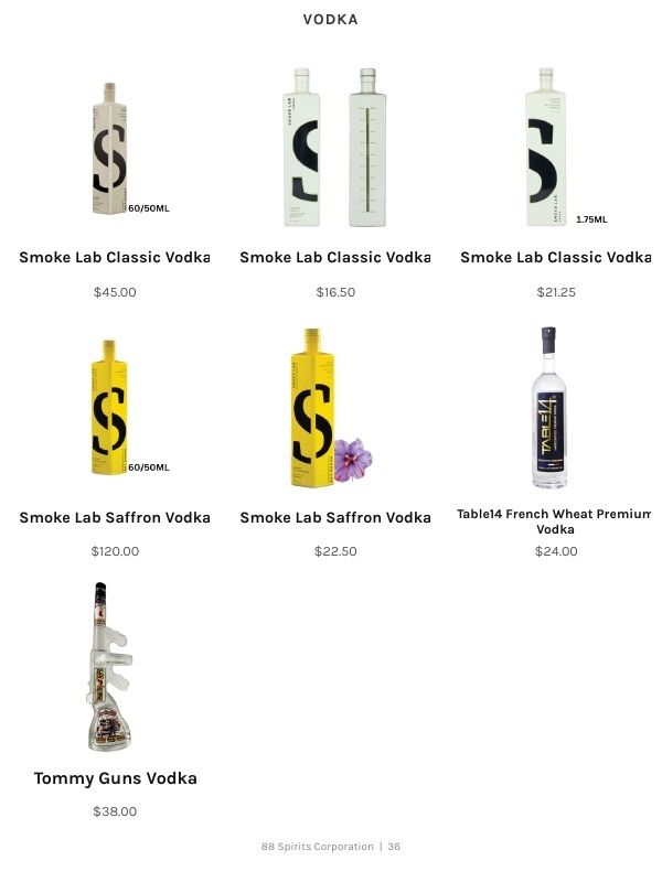88 Spirits Corporation Spirits Product Catalog Weekly Ad January 1 - December 31, 2026
