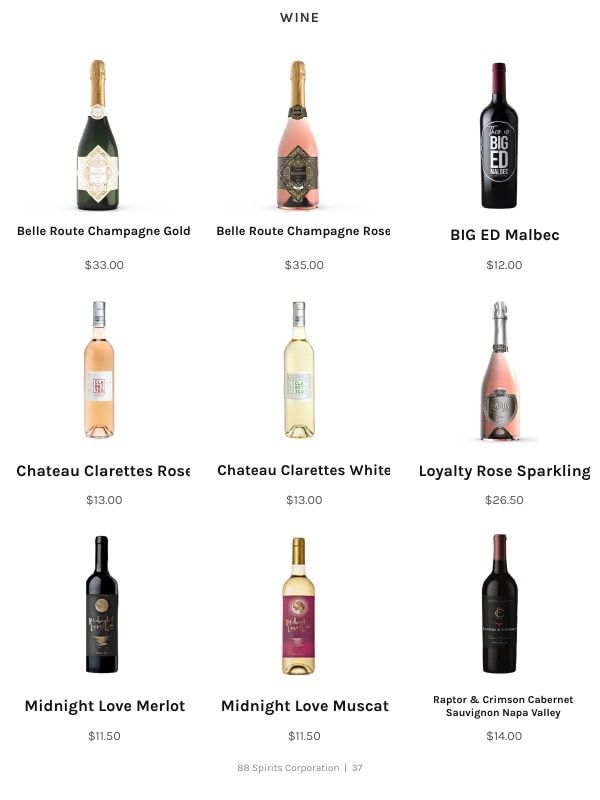 88 Spirits Corporation Spirits Product Catalog Weekly Ad January 1 - December 31, 2026