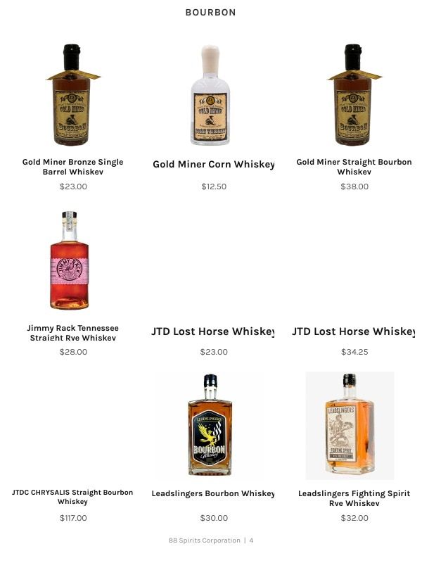 88 Spirits Corporation Spirits Product Catalog Weekly Ad January 1 - December 31, 2026