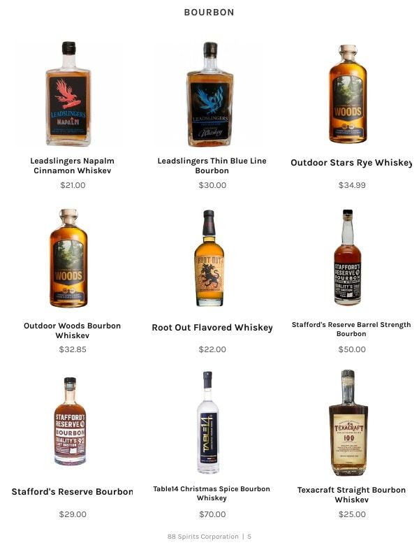 88 Spirits Corporation Spirits Product Catalog Weekly Ad January 1 - December 31, 2026
