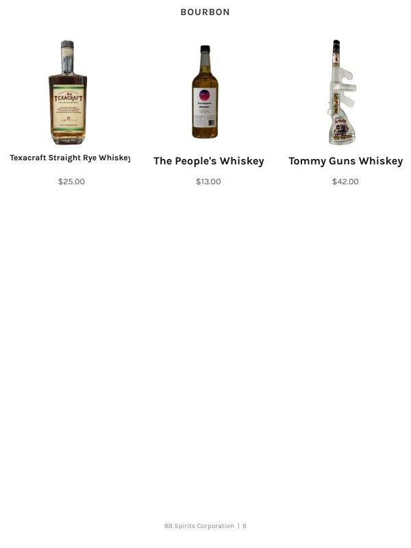 88 Spirits Corporation Spirits Product Catalog Weekly Ad January 1 - December 31, 2026