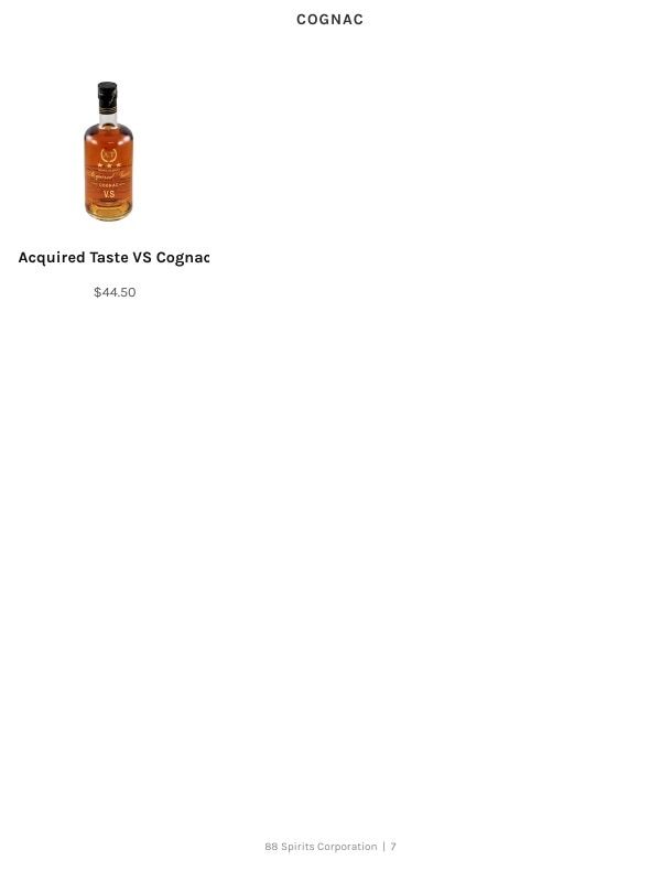 88 Spirits Corporation Spirits Product Catalog Weekly Ad January 1 - December 31, 2026