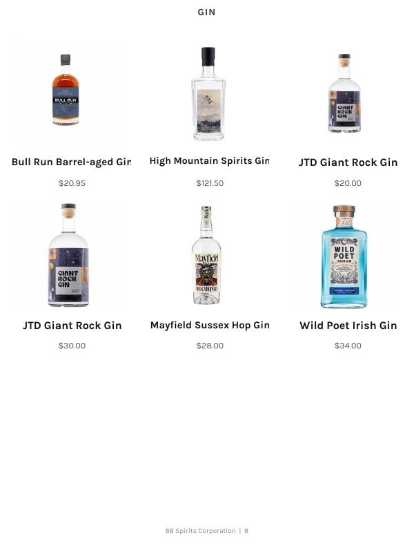 88 Spirits Corporation Spirits Product Catalog Weekly Ad January 1 - December 31, 2026