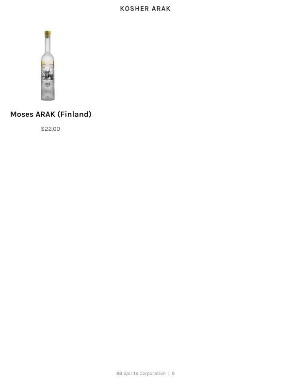 88 Spirits Corporation Spirits Product Catalog Weekly Ad January 1 - December 31, 2026