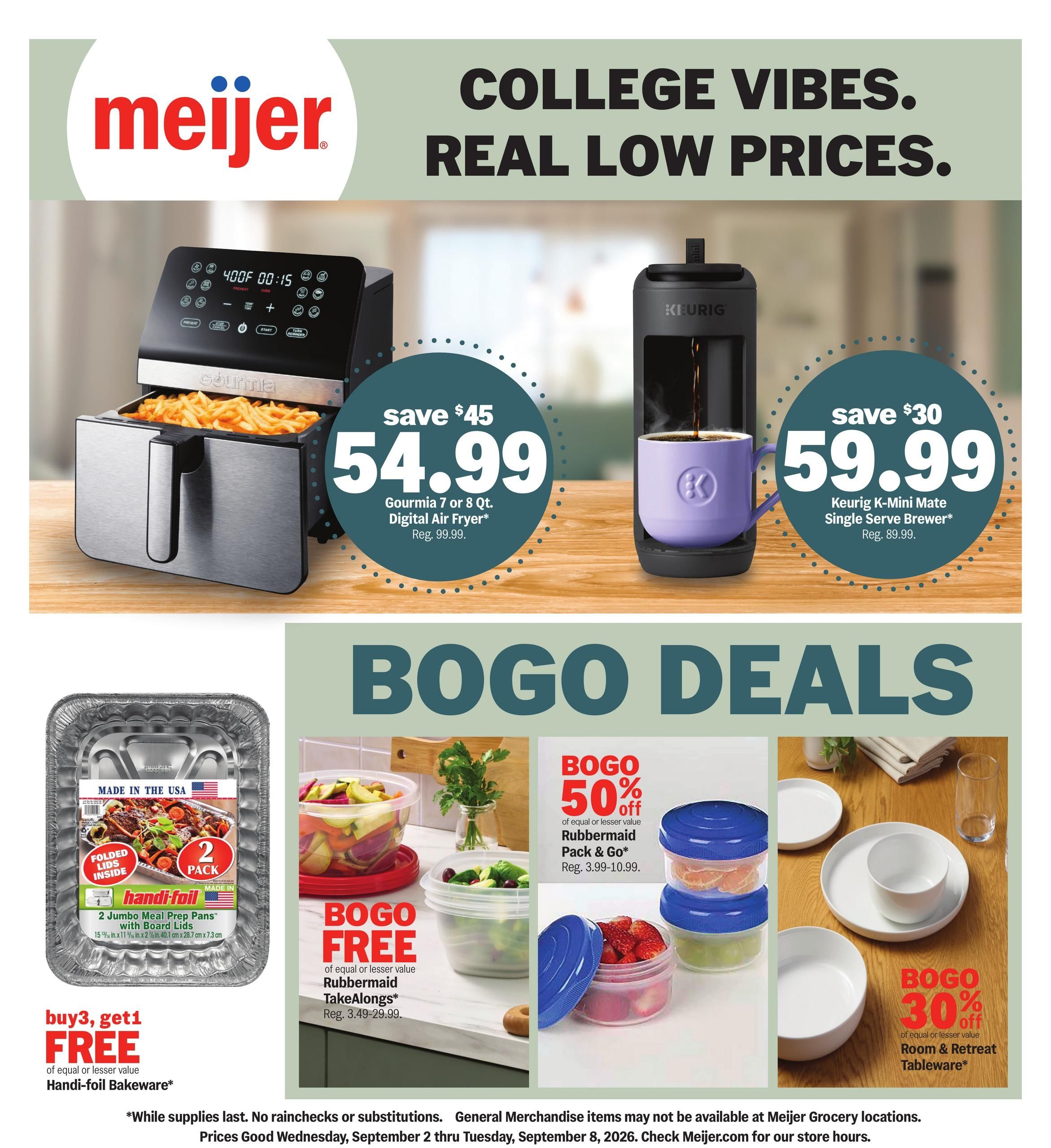 Meijer college vibes. real low prices. Weekly Ad September 2 - 8, 2026