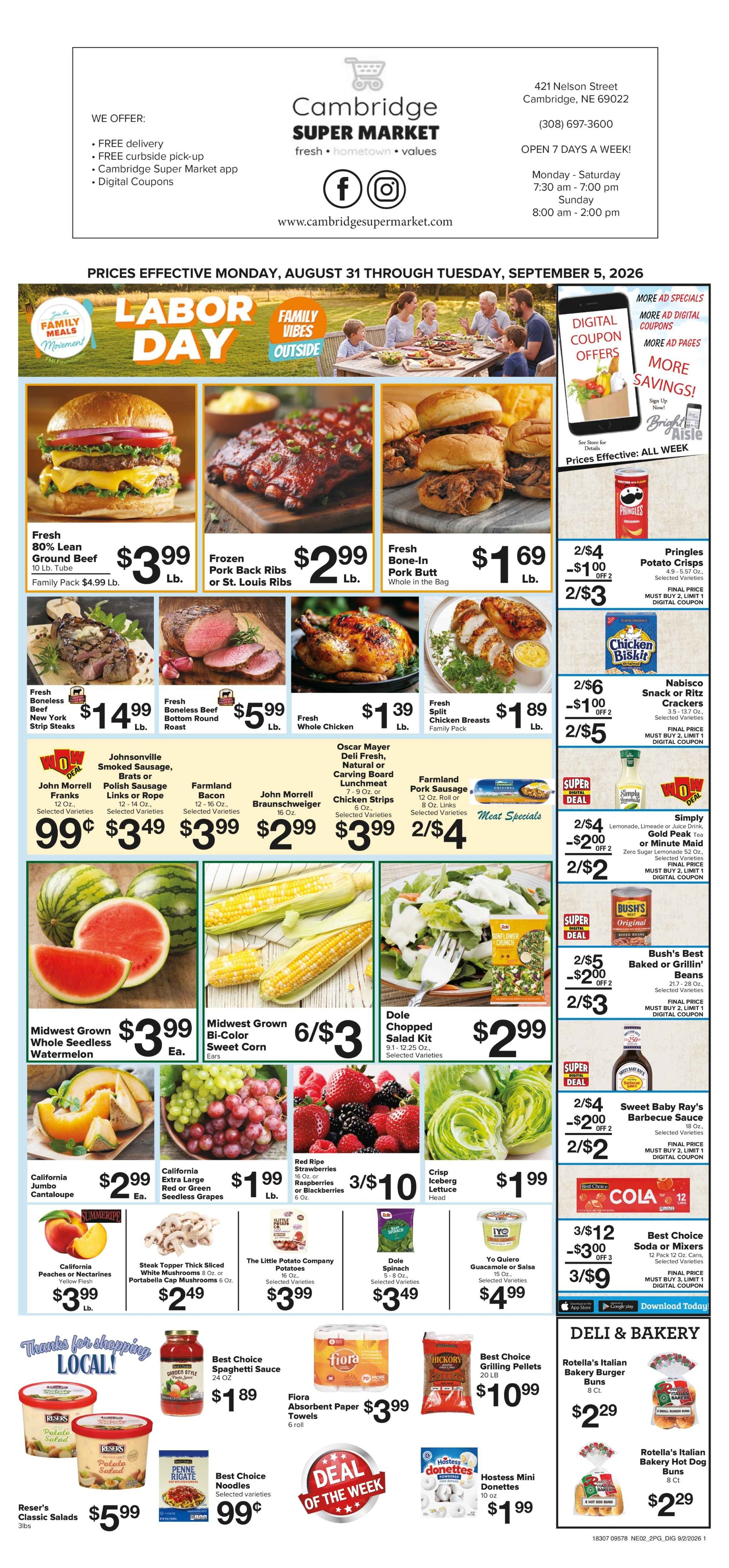 Cambridge Super Market Great Deals This Week! Weekly Ad August 31 - September 5, 2026