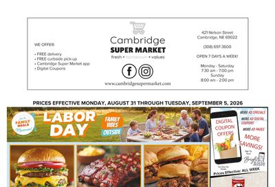 Cambridge Super Market Great Deals This Week! Weekly Ad August 31 - September 5, 2026