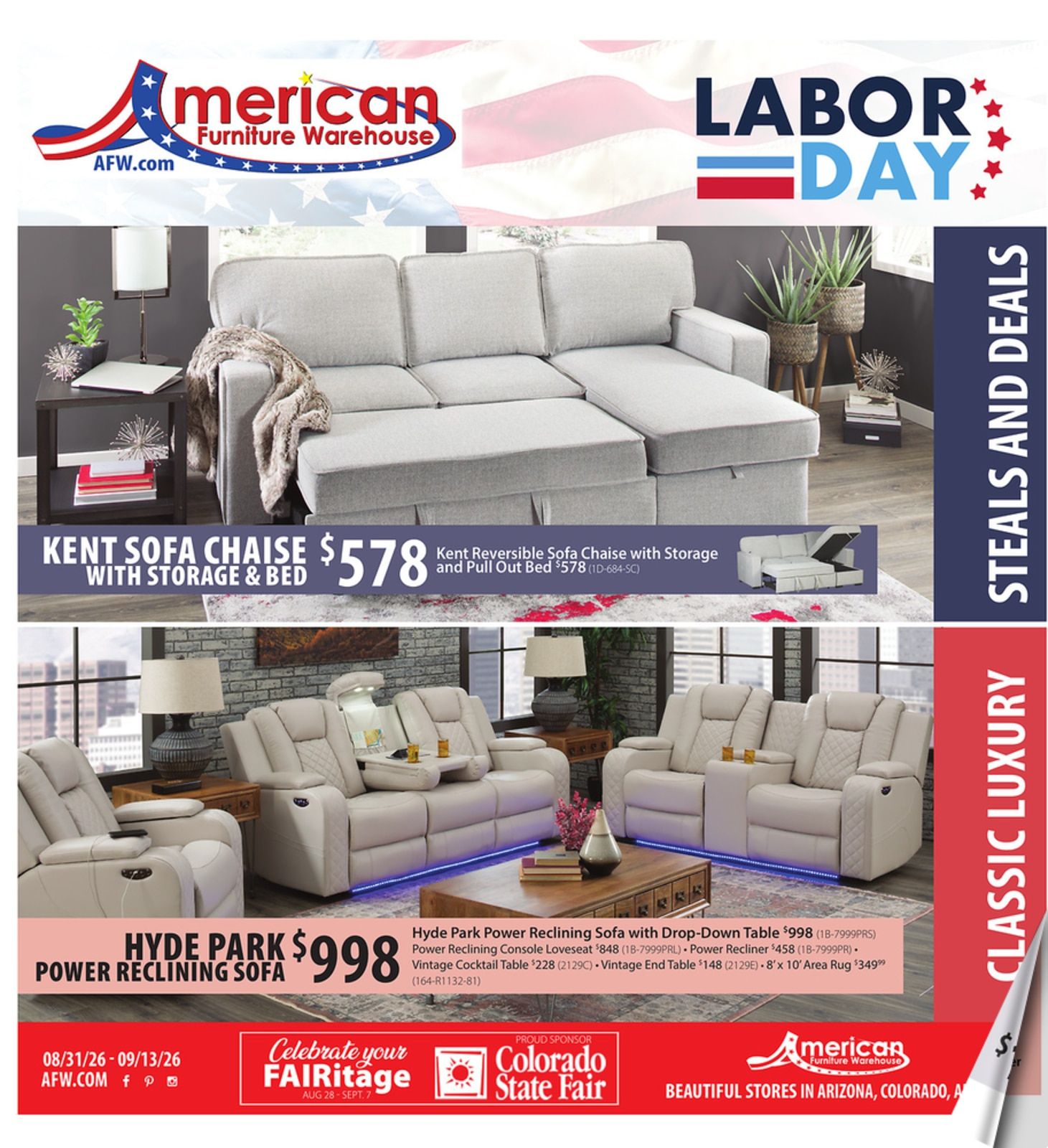 American Furniture Warehouse Weekly Ad August 31 - September 6, 2026