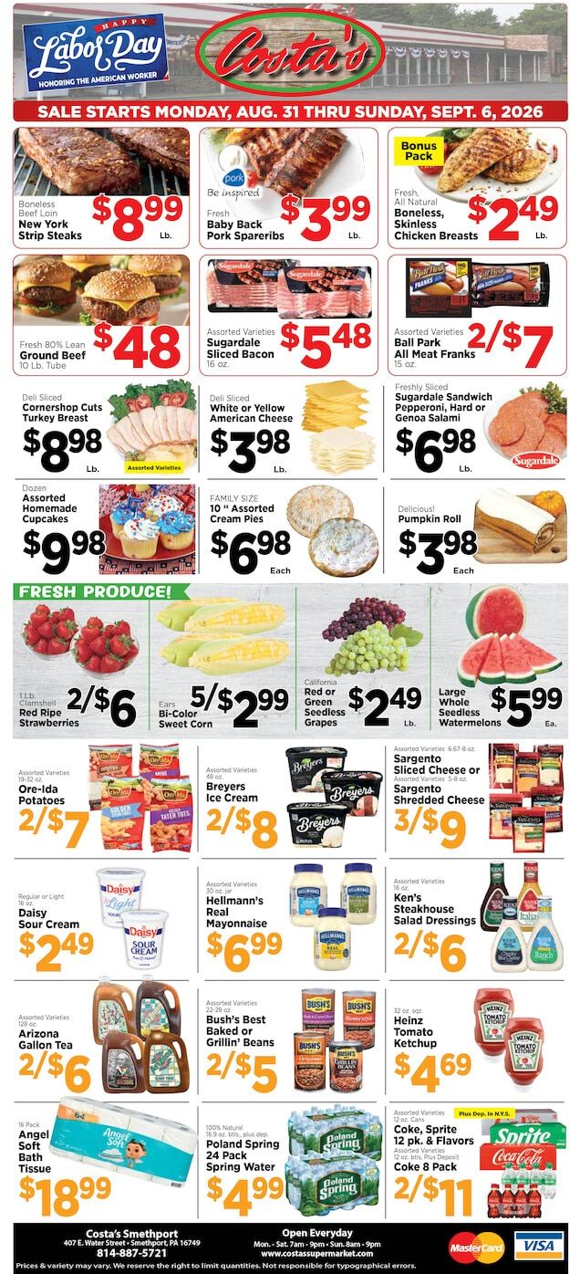 Costa's Supermarket Weekly Ad August 31 - September 6, 2026