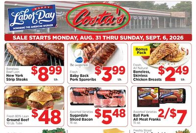 Costa's Supermarket Weekly Ad August 31 - September 6, 2026