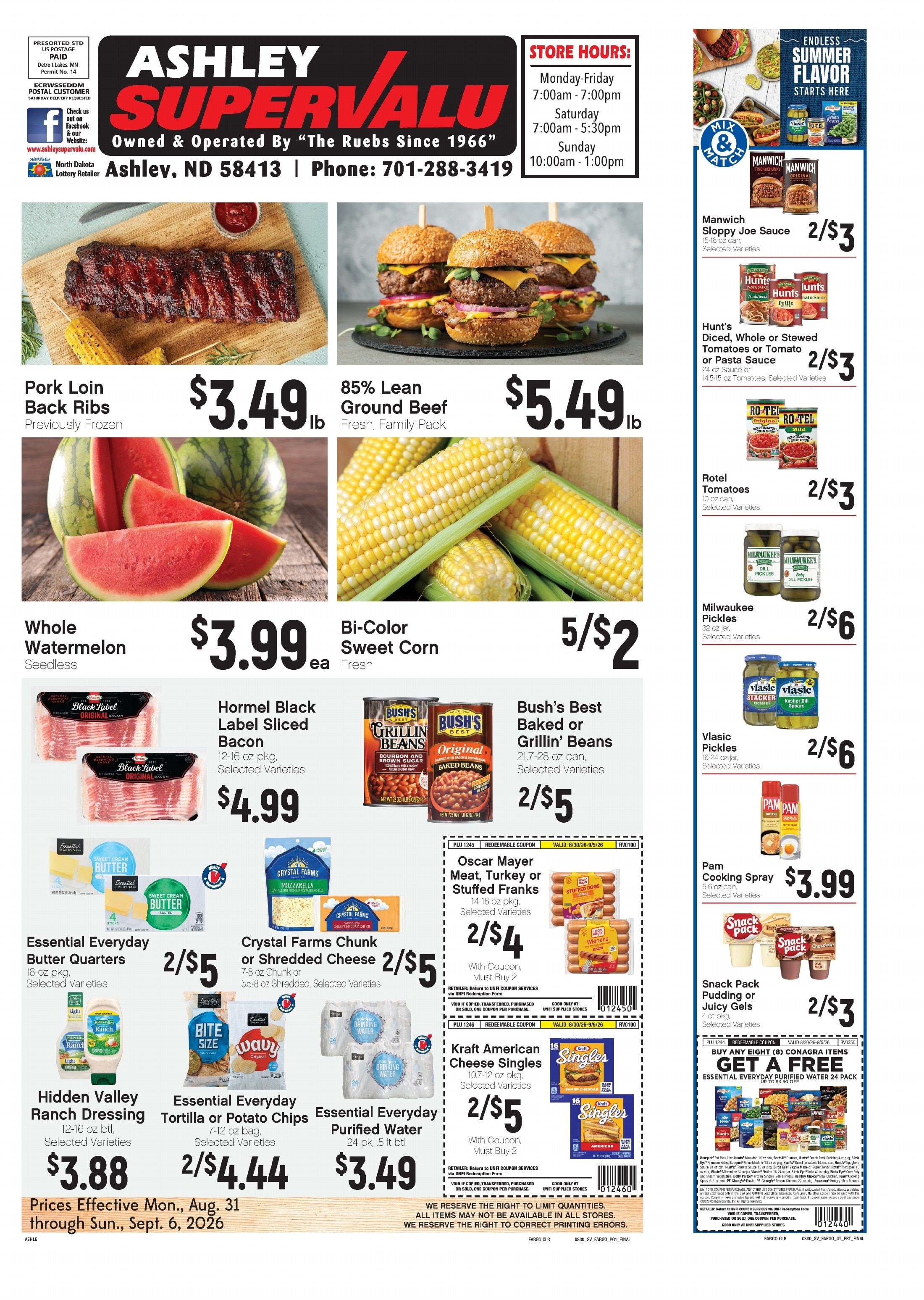 Ashley Supervalu Weekly Ad August 31 - September 6, 2026