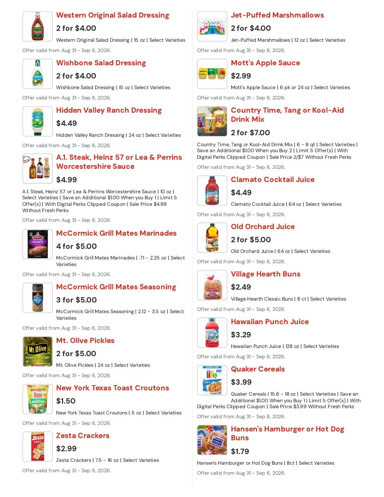 Hansen's IGA (Sparta, WI) Weekly Ad August 31 - September 6, 2026