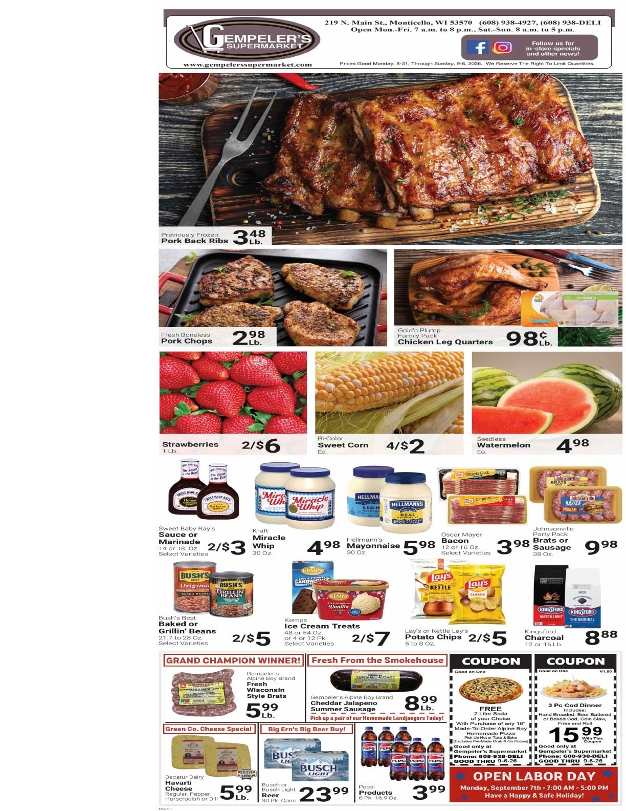 Gempeler's Supermarket Weekly Ad August 31 - September 6, 2026