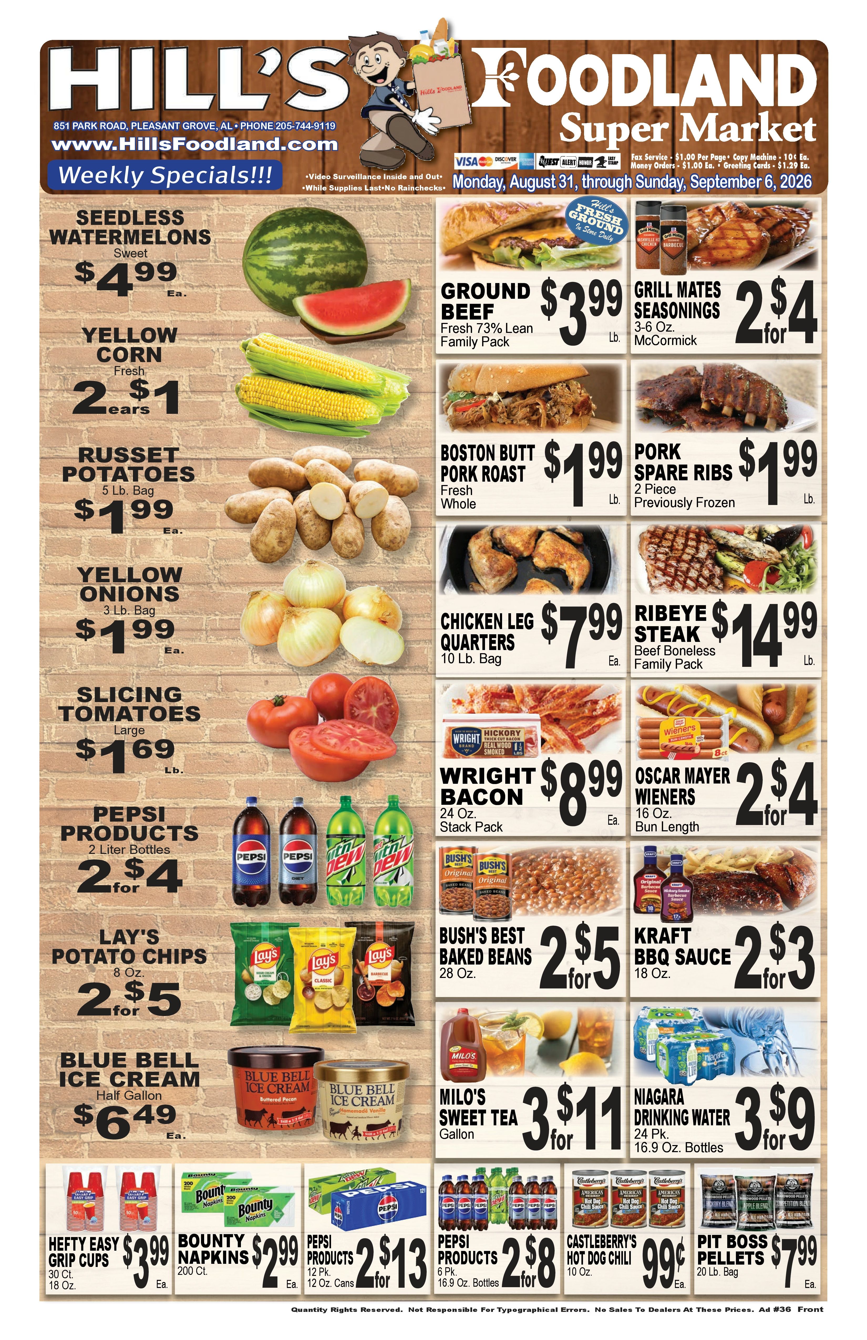 Hill's Foodland (851 Park Road, Pleasant Grove, AL) Weekly Ad August 31 - September 6, 2026