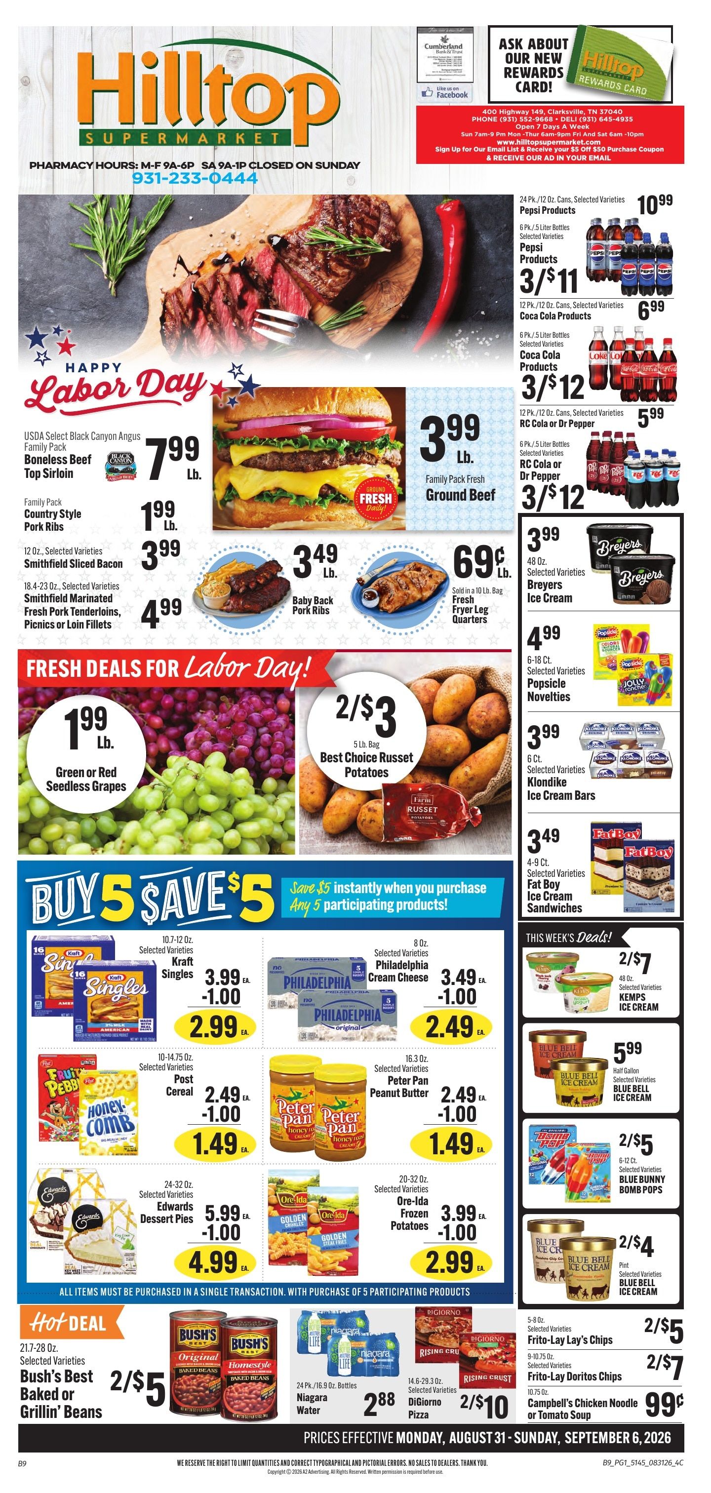 Hilltop Supermarket Weekly Ad August 31 - September 6, 2026