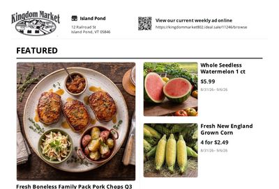 Kingdom Market Weekly Ad August 31 - September 6, 2026