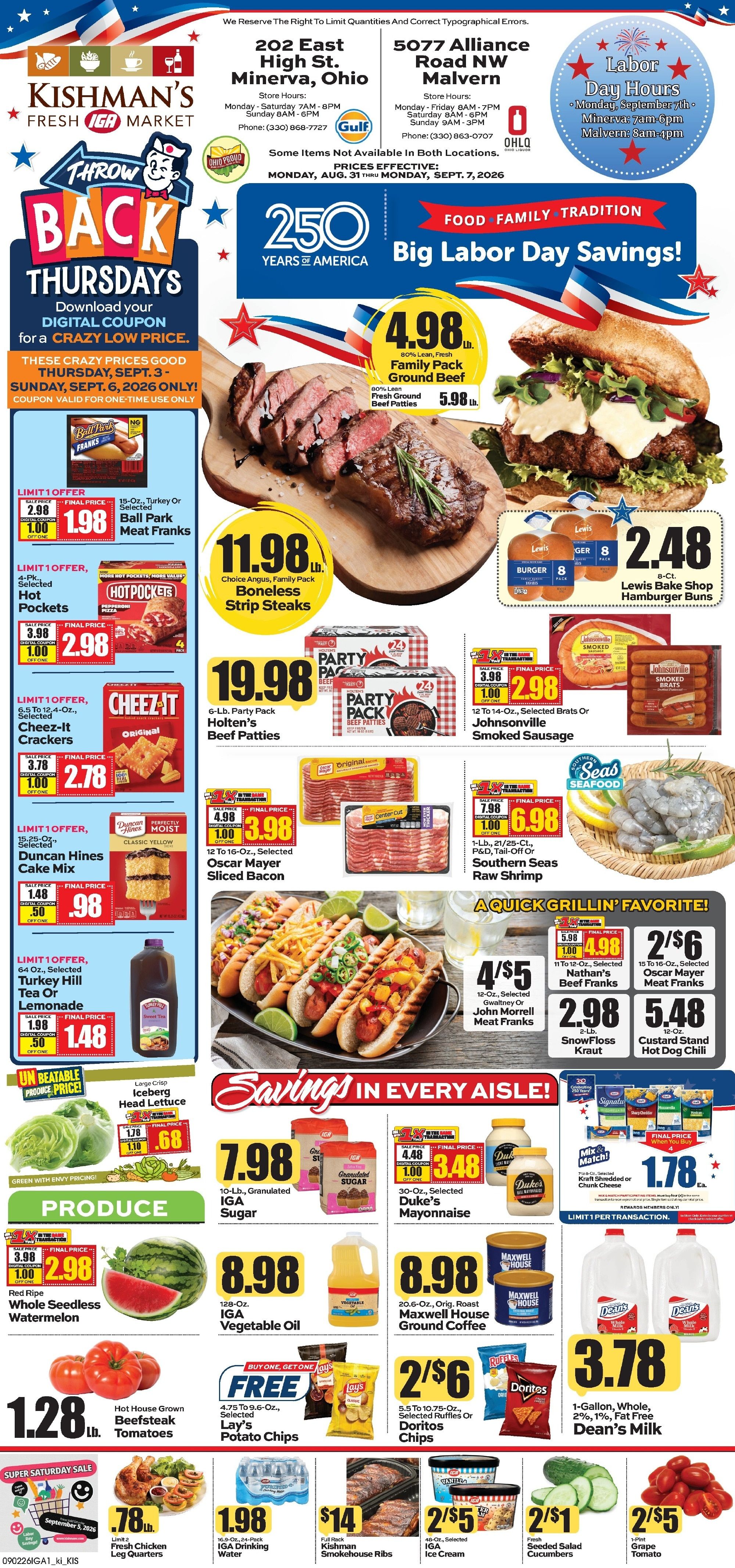 Kishman's IGA Weekly Ad August 31 - September 6, 2026