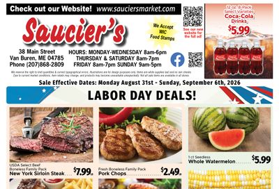 Saucier's Market (Van Buren, ME) Weekly Ad August 31 - September 6, 2026