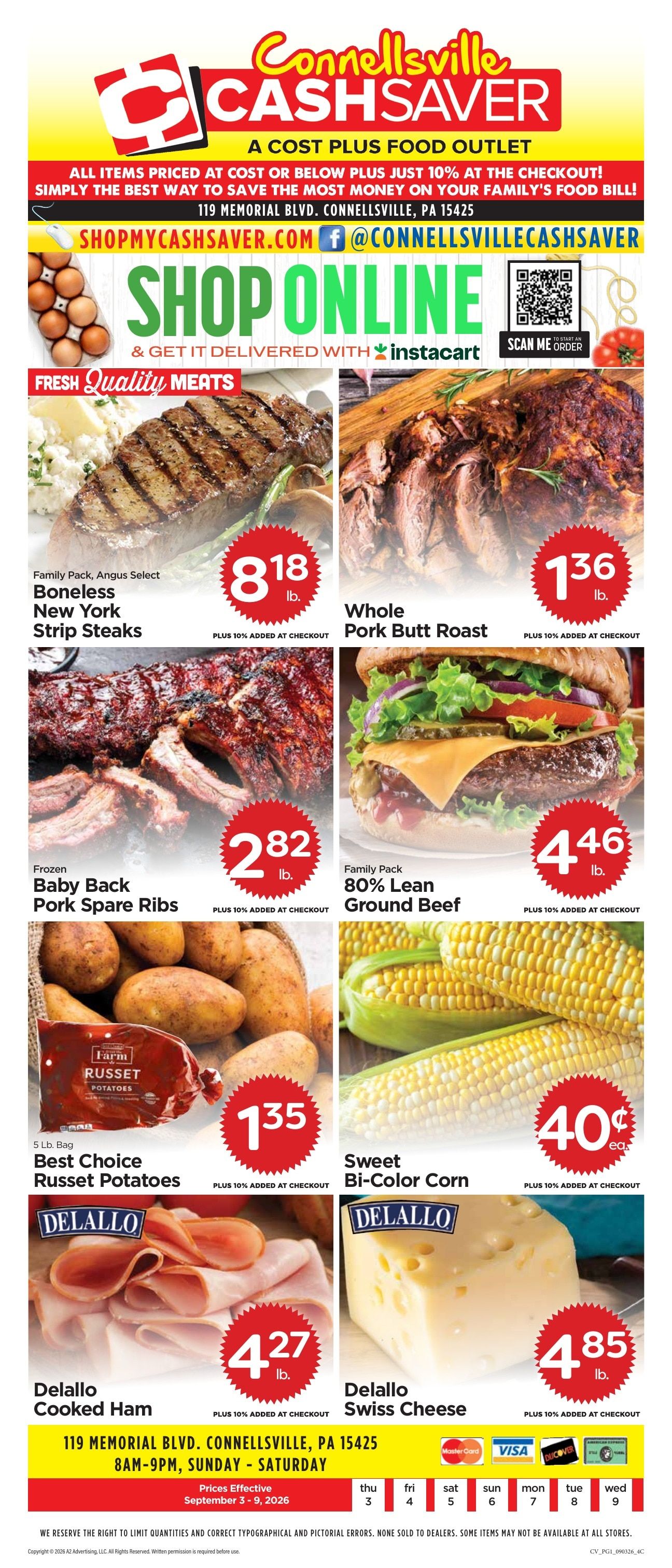 Cash Saver Connellsville Weekly Ad September 3 - 9, 2026