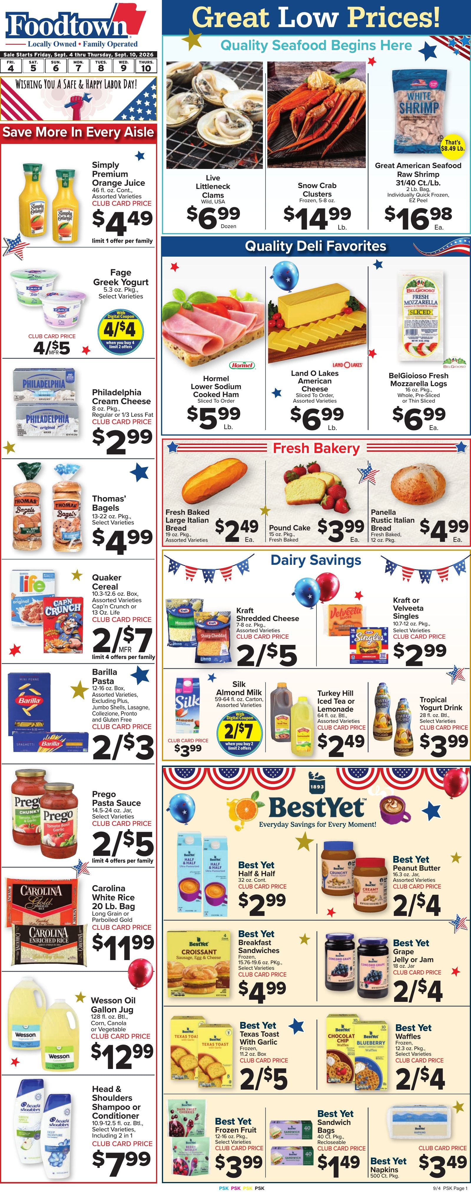 Foodtown Weekly Ad September 4 - 10, 2026