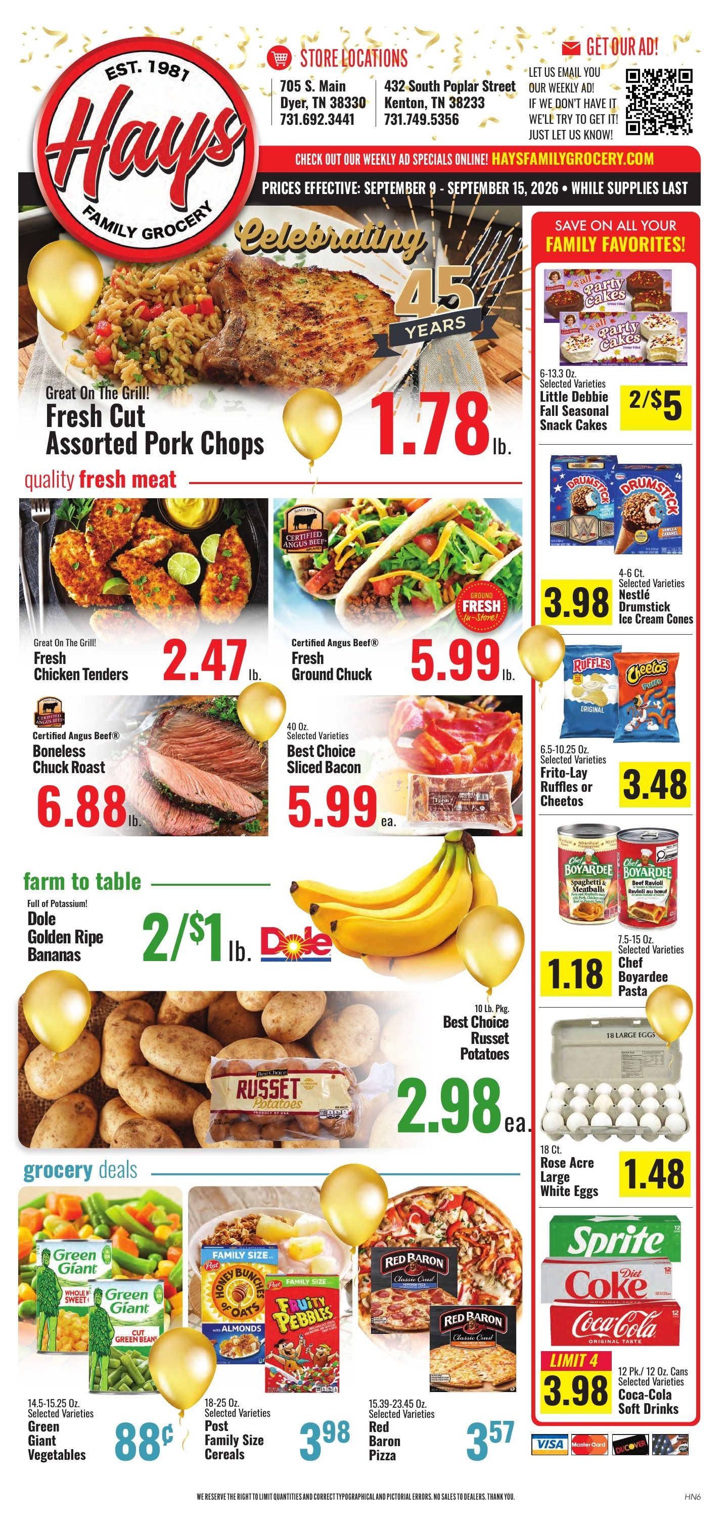 Hays Family Grocery Weekly Ad September 9 - 15, 2026